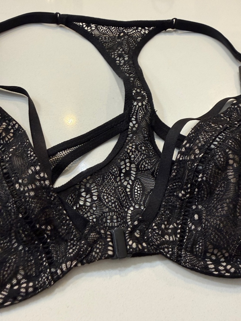 Victoria’s Secret Very Sexy Black Unlined Demi Lace Racerback Bra | Size 34B - Picture 6 of 8